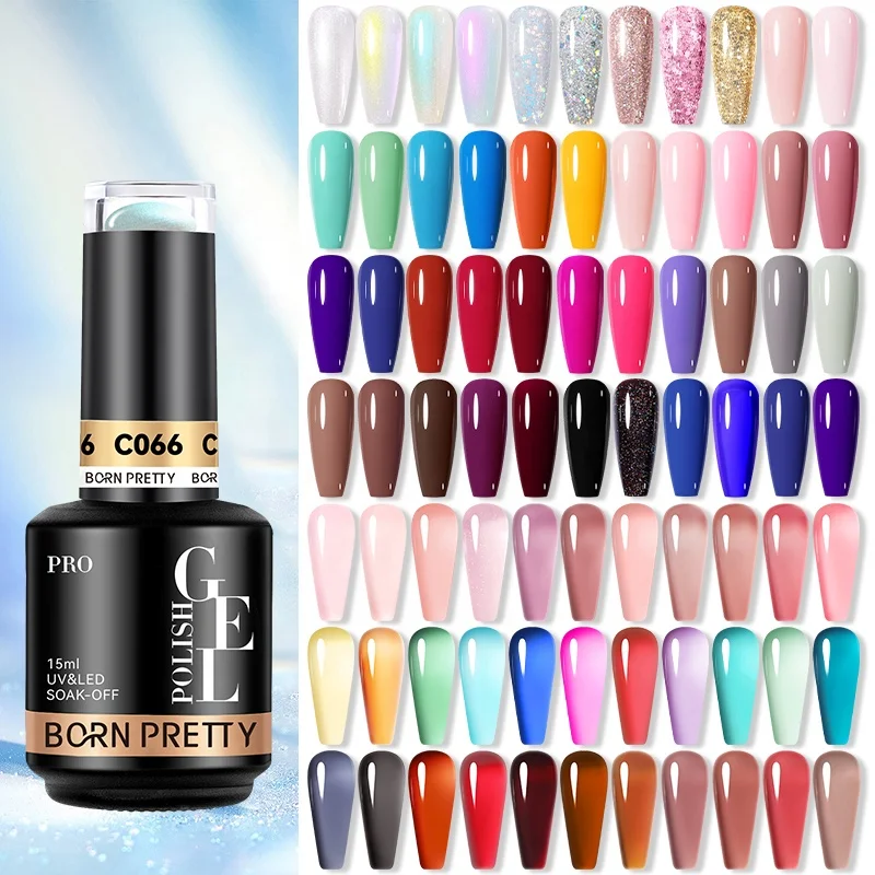 BORN PRETTY PRO Professional 15ml Color Glitter UV Nail Gel Polish Very Good Quality Odorless Semi Permanent Nails Gel Varnishes