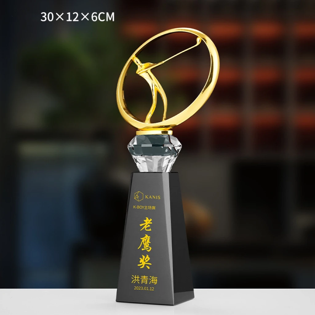 MH-NJ064 Trophies Manufacturer Customized Trophy Sports Golf Awards Blank Plaque Glass Trophy Cup Crystal golf awards