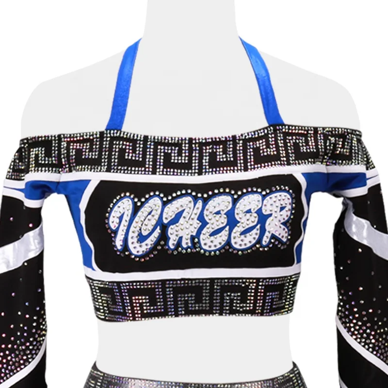wholesale Women Girls Cheerleading Uniforms With Pom Poms High Quality Cheerleading Uniforms