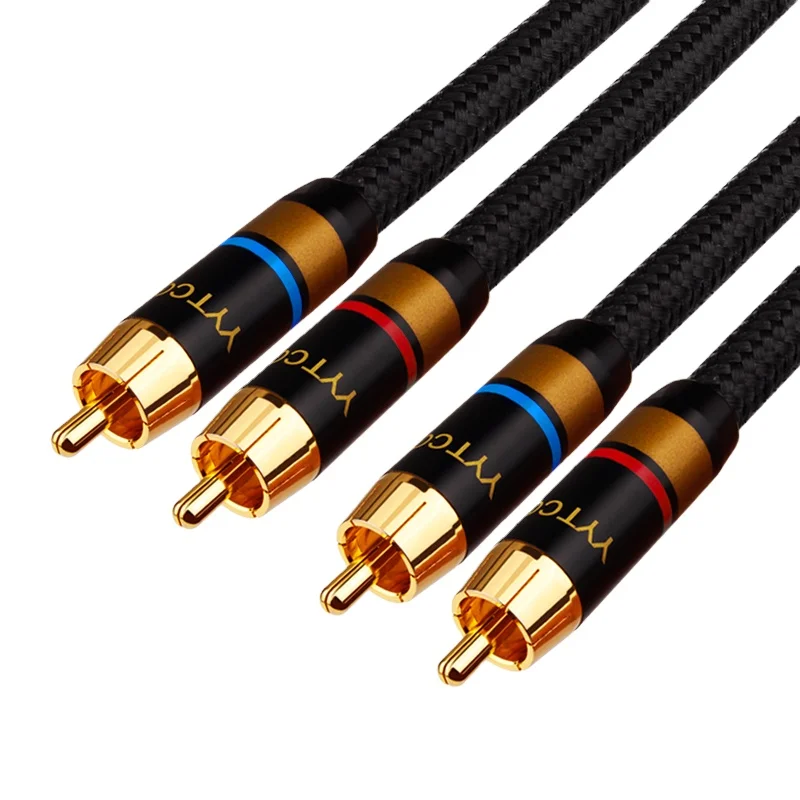  Высококачественный аудиокабель 2RCA 6N 99.9999% OFC штекер-штекер RCA для усилителя с позолоченным разъемом системы