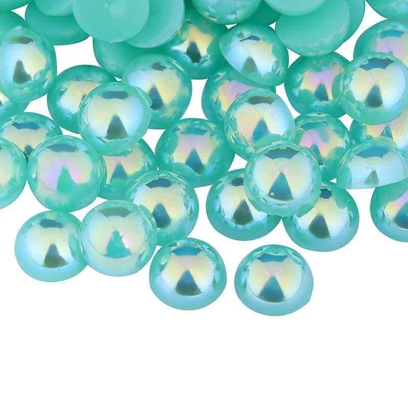 Meiyin Meilin Flat Back Pearl Pink AB Rhinestone Applique Half Round Beads Flatback loose pearls jewelry Decoration