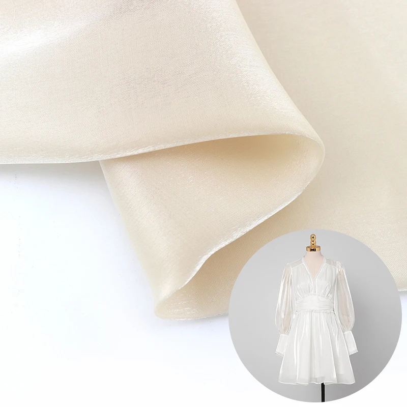  75gsm 100% polyester Smooth and shiny glazed satin organza glitter fabric for