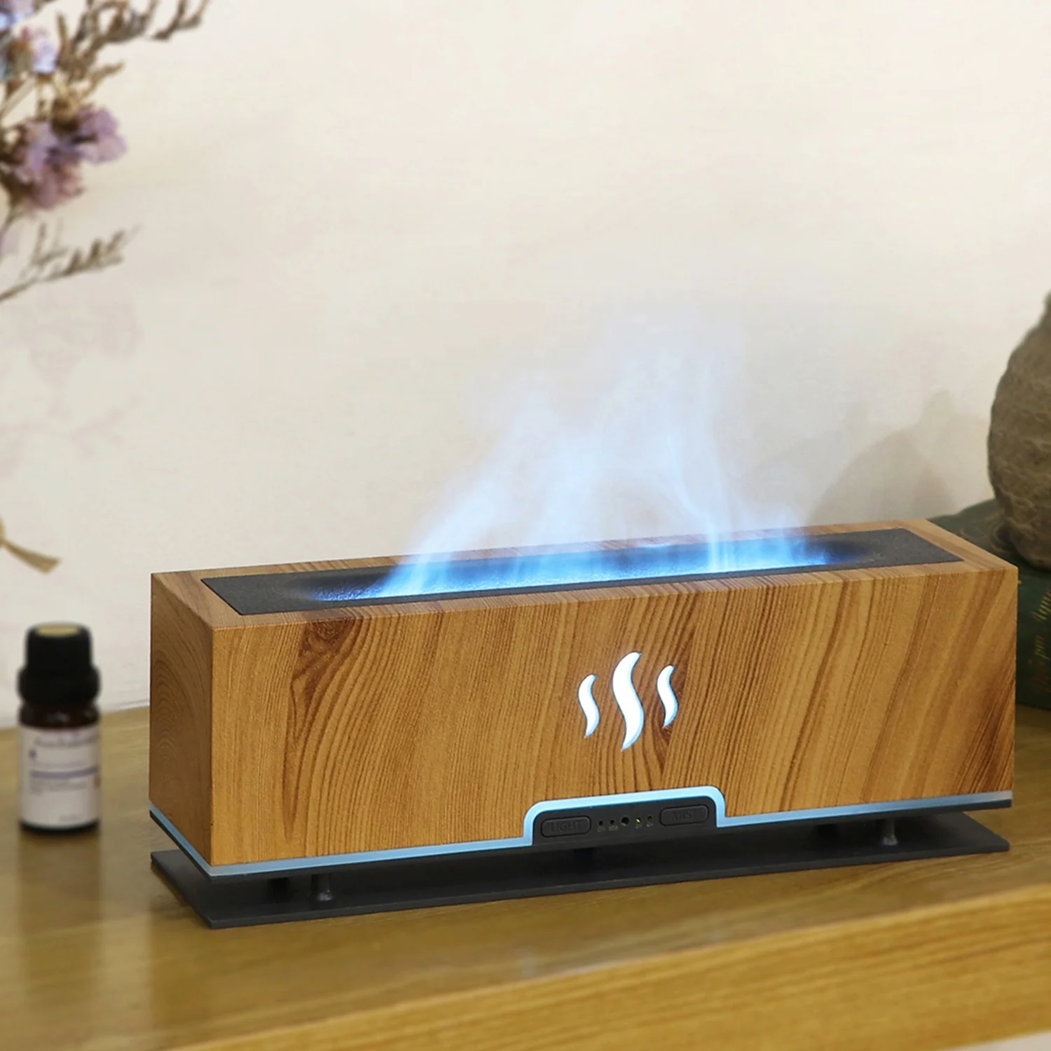 ODM OEM Smart Home Appliances Desktop Usb Fire Diffuser Essential Oil Mini Flame Humidifier Household Flame Aroma Diffuser