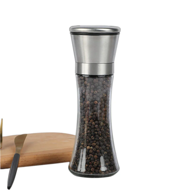 Factory Supply Simple Seasoning Jar Spice Grinder Glass Seasoning Salt Pepper Bottle