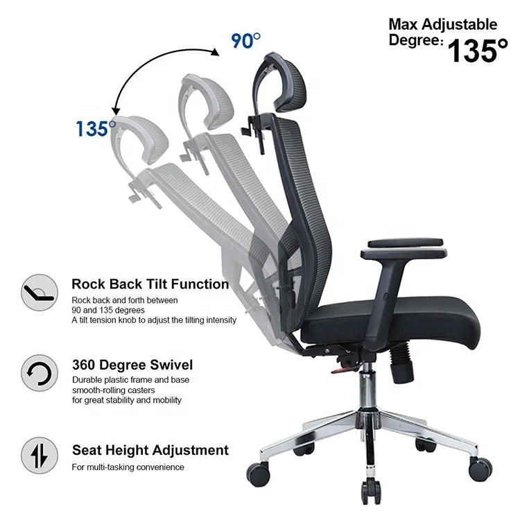 Import China Furniture Big Physique Mesh Heated Office Chair