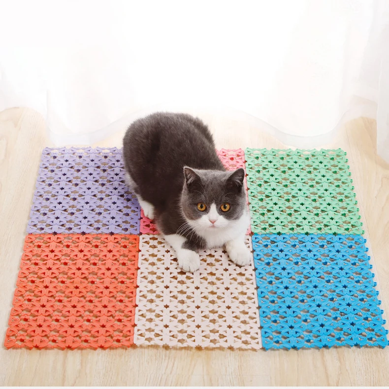 Lealoncat Breathable spliceable PVC panels floor foot paw mat pad for pet dog bunny rabbit cage house kennel crate