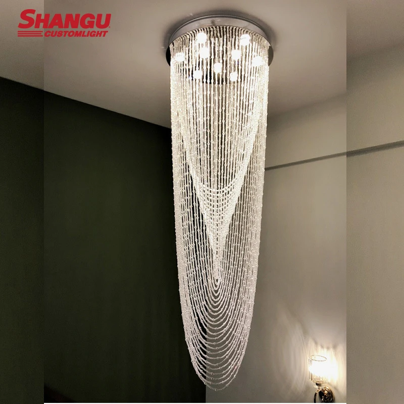 Modern Large Hotel Elegant Large Luxury Beaded Crystal Chandelier Custom Large LED Chandelier Light