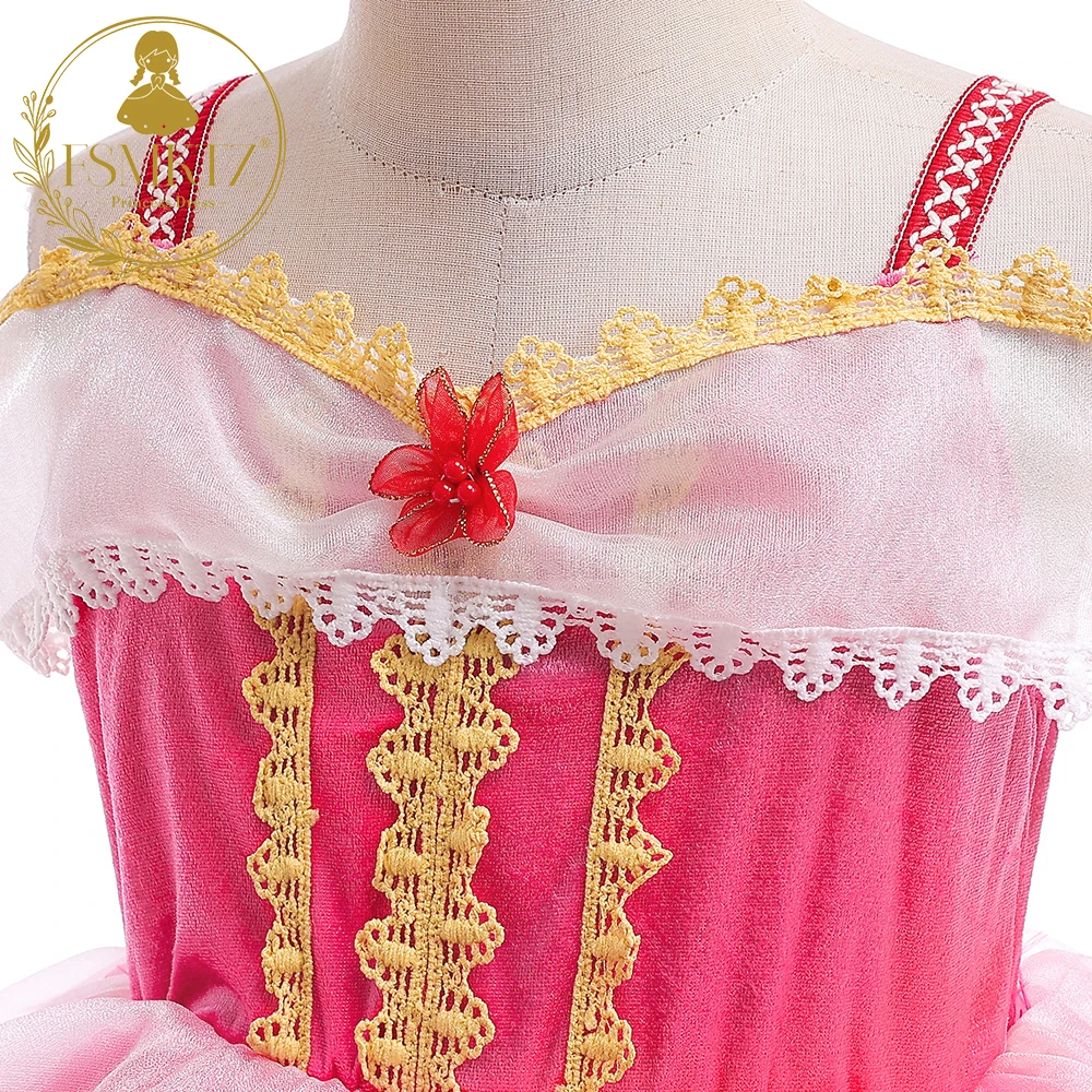 Halloween princess costume for girls Ice Snow New Sleeping Beauty Aurora Princess Dress Girls Off-Shoulder Tulle Holiday Perform