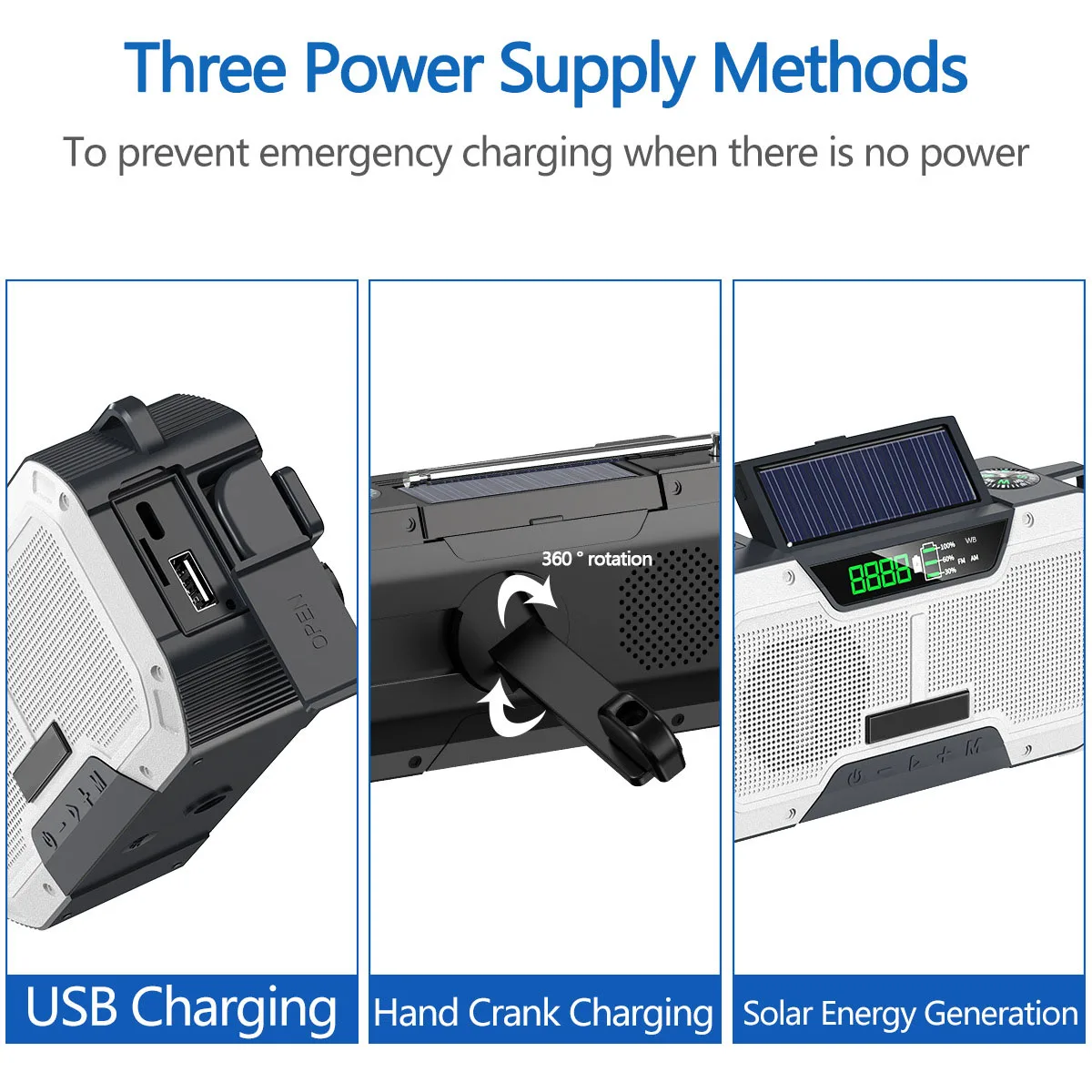 Multi Band Amazon kaito voyeger radio solar generator noaa radio 5000mah sos alarm radio speaker