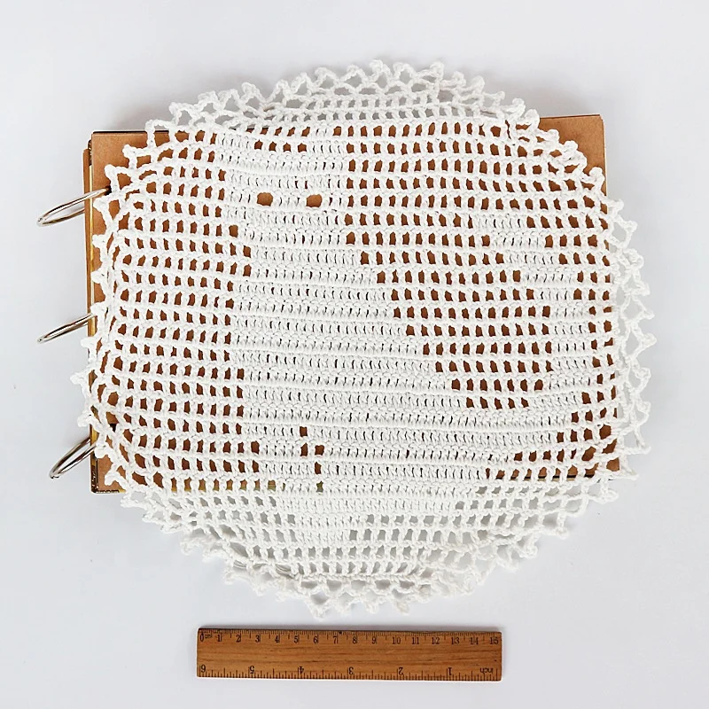 Round Lace Wool Knitted Plate Mat Table Mat  Forest Photography Props Decoration Mat