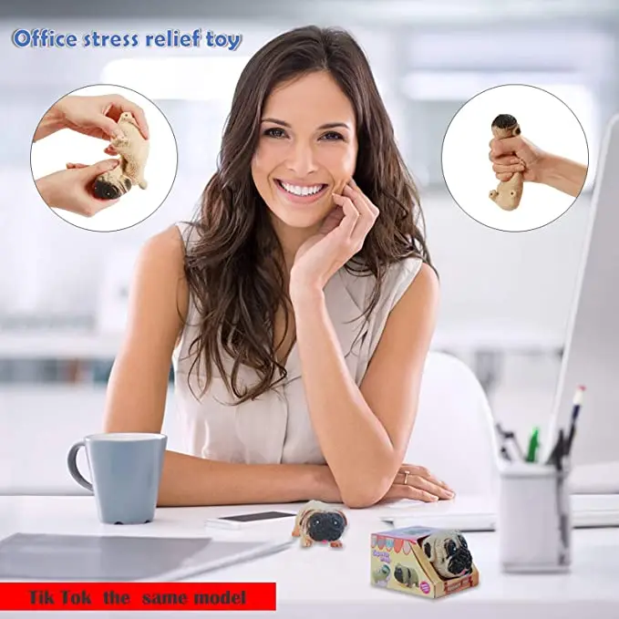 Squishy Fidget Sensory stress pug dog toys, Decompression squishies Squeeze anxiety relief chubby puppi