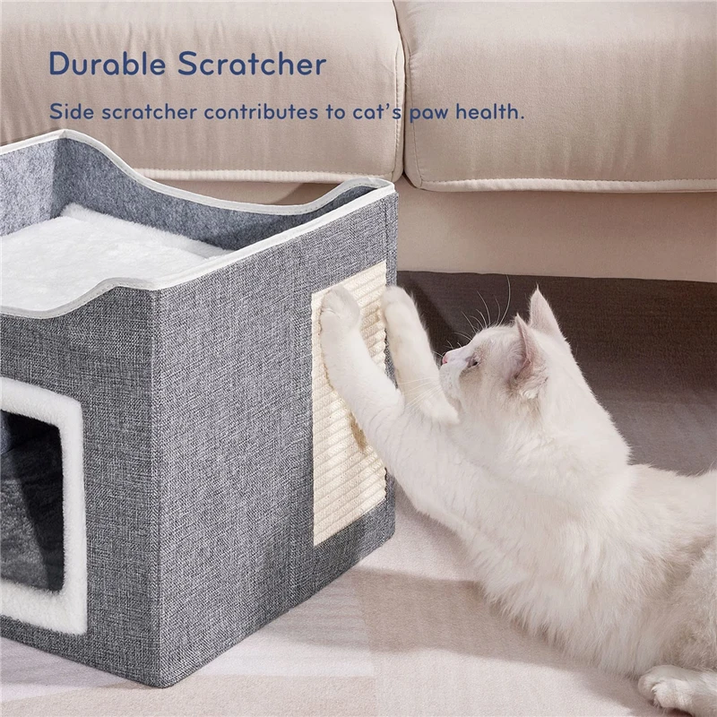 Cat Beds for Indoor Cats - Large House for Pet Cave Foldable Cat hideawy