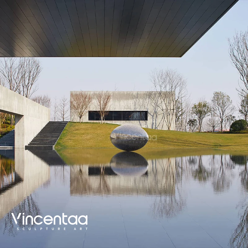 Vincentaa Unique Design Stainless Steel Hollow Out Egg Sculpture Outdoor Installation Art Sculpture