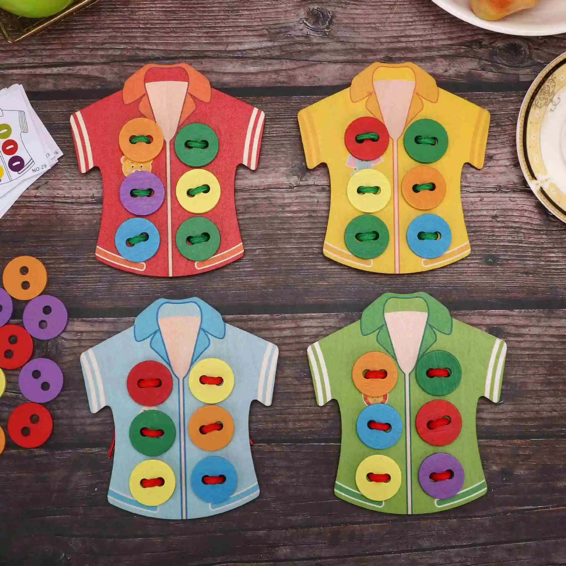 Manufacturer direct sale educational children wooden toddler sew buttons early teaching toys wholesale creative
