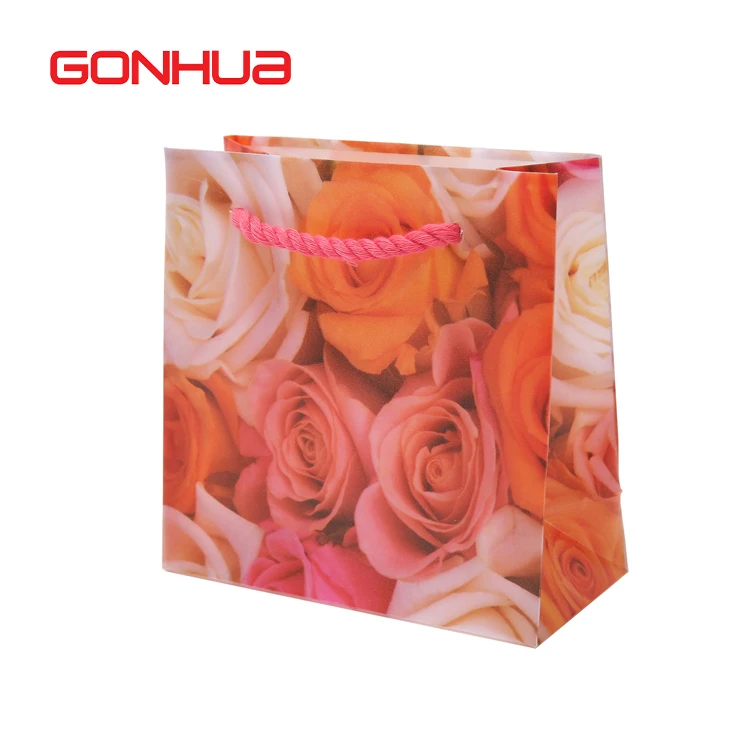 GONHUA wholesale custom logo bag printed shopping clothes PET PVC PP plastic paper takeaway bag with handle