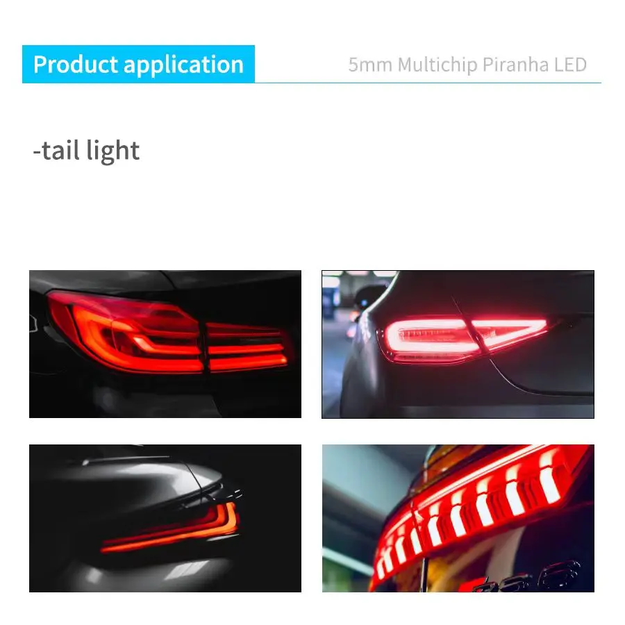 Yuliang Customizable 5mm Multichip Piranha led 2chips 3chips 4chips Red Yellow Green Blue for Brake light boat light car light