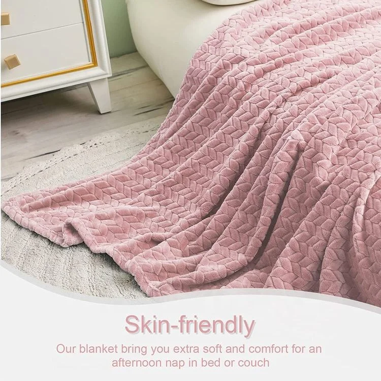 Super Soft Modern Solid Color winter blanket king size pink flannel throw blanket