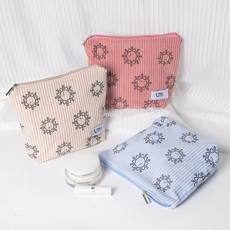 Personalized Toiletry Bag Teddy Corduroy Makeup Pouch With Logo