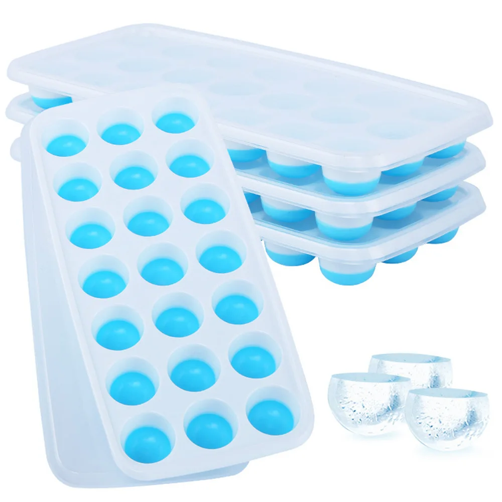 Custom Reusable Easy Release BPA free Quick Freeze Ice Cube Container Plastic Ice Cube Tray Easy Fill For Small Freezer