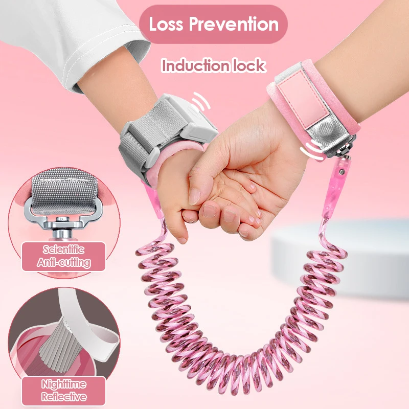 
PU Material Wrapping Reinforced Metal Fasteners High Quality Reflective Strip Baby Anti Lost Wristband 