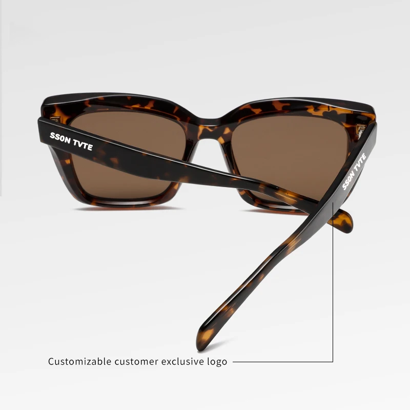 Cat-Eye Square Polarized Sunglasses with Sculpted Acetate Frame and Reinforced Durable 3+2 Hinges Sunglasses for Women