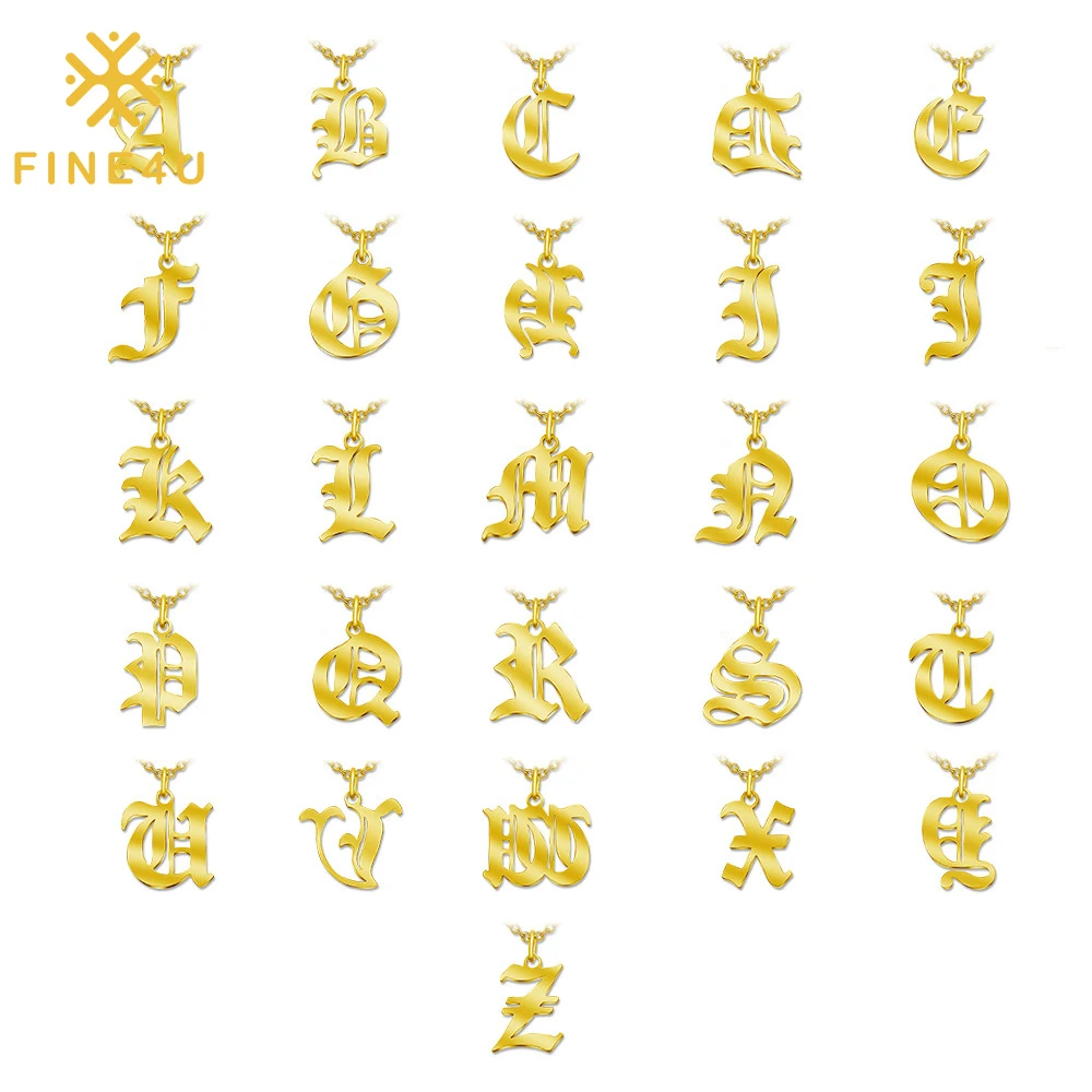 Wholesale Bulk DIY Jewelry Making Custom Stainless Steel Single Alphabet Initial Gold Old English Letter Charms