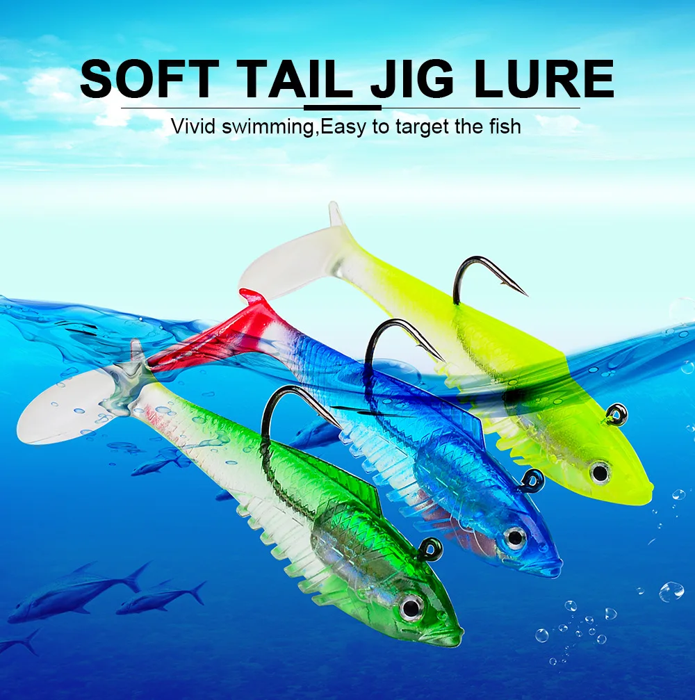 T-Tail Soft Baits JIG head 19g Soft Swimbait Wobblers Lure Jigging Soft Bait Fishing Lures