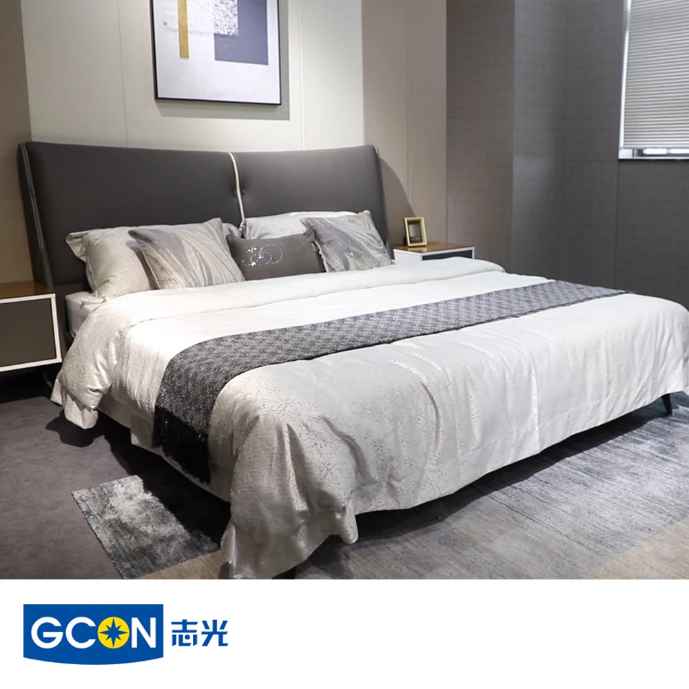 Designer Faux Leather Bed Luxury Full Queen King Size Up-holstered Bedroom Furniture Frame