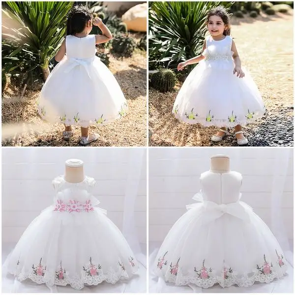 DB10134 DAVE BELLA Summer Baby Girl Princess Clothes Children Birthday Party Wedding Dress Kids Embroidered Boutique Dresses
