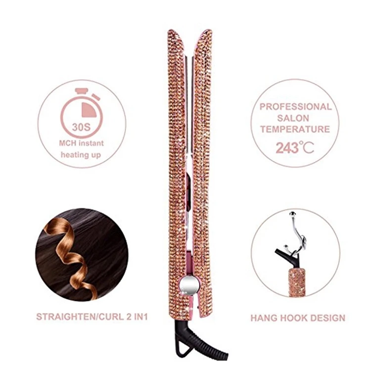 Crystal Diamond Hair Iron Flat Iron Hair Straightener Bling Shiny Fashion