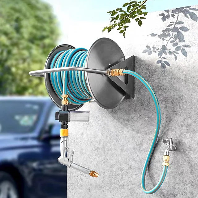 Professional Metal 40m Retractable Hose Pipe Reel Garden Hose Reel Cart For Water Hose