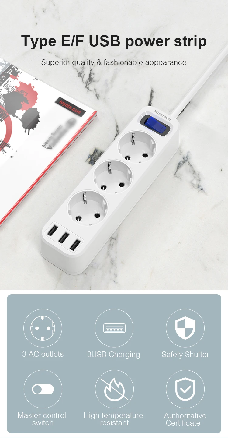 Европейская французская удлинительная розетка usb-удлинитель 240 В