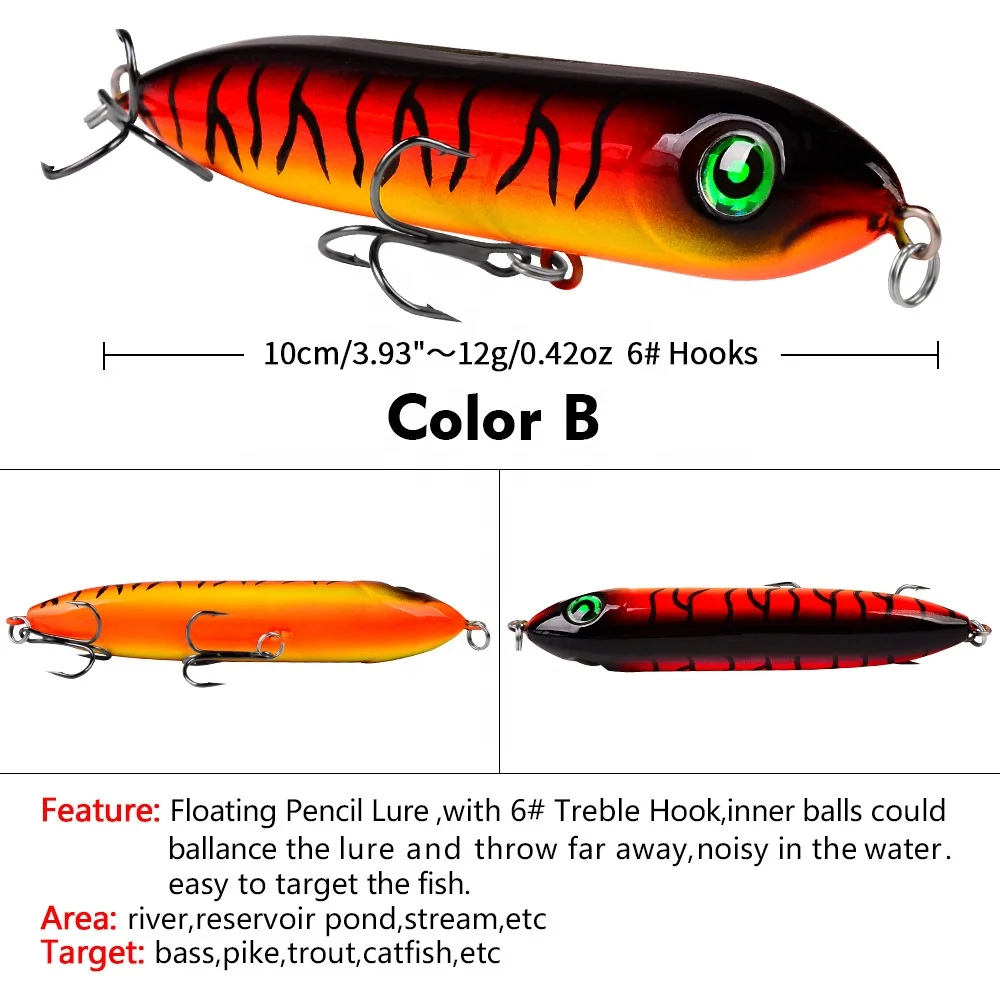 Multiple Color Rattle Sound Louder Super Spook Fishing Pencil Lure