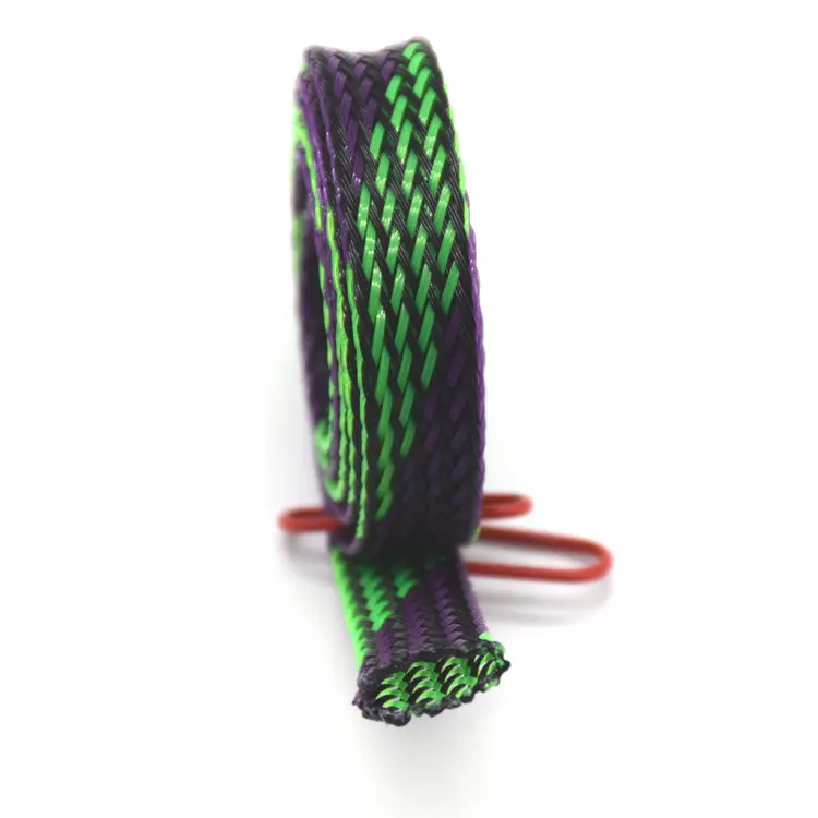 Color Braided Expandable Cable Sleeving For Wire Harness Marine Auto Sheathing