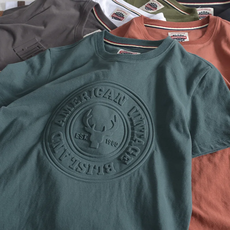 Custom Embossed T Shirts Custom Fashion Embossed Tee Cotton Men Organic Printing Cotton White Oversize Plain  t Shirts