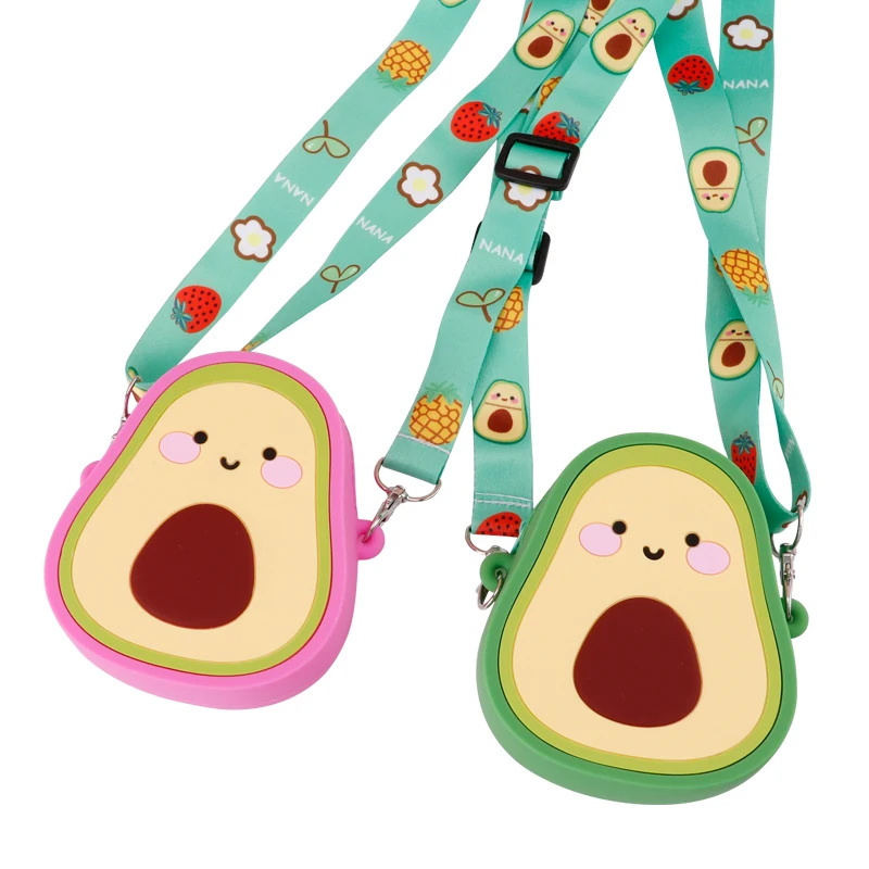 Leatchliving симпатичный силиконовый чехол на молнии с изображением фруктов авокадо мини кошелек для