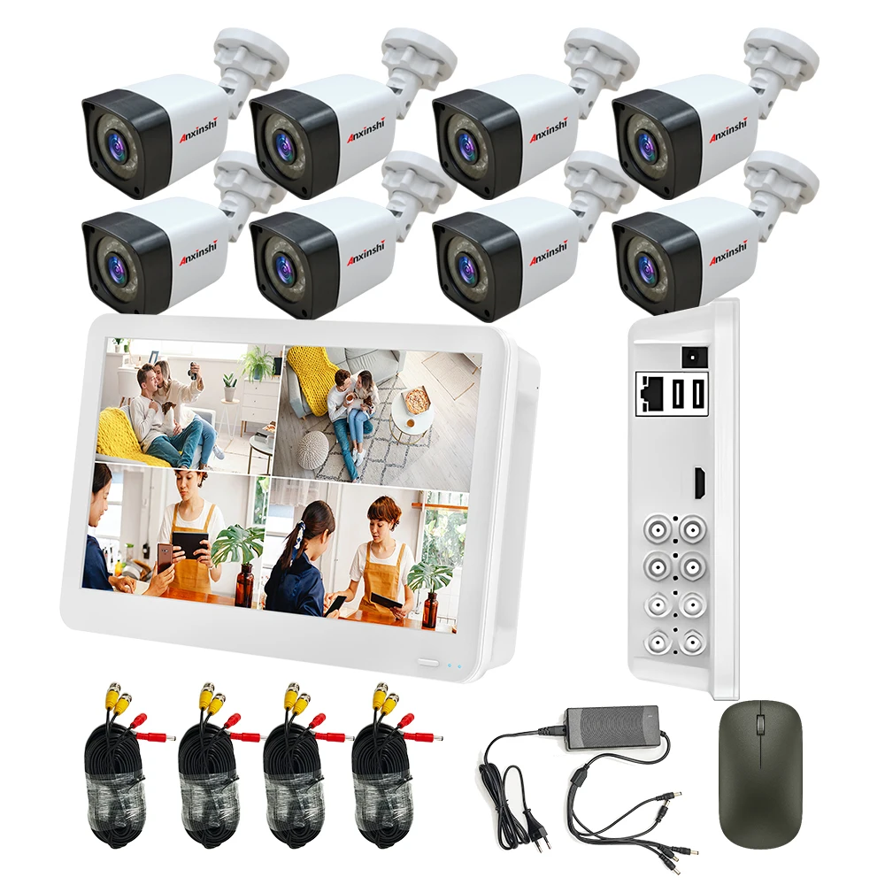 Anxinshi TSEye 5MP 8CH Full HD наружная Водонепроницаемая камера XVR комплект с монитором и диктофоном домашняя система видеонаблюдения