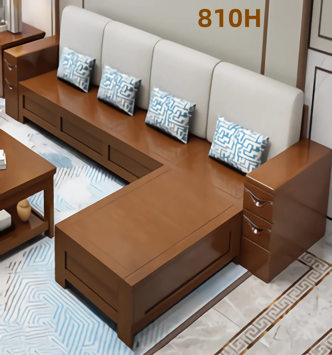 Nordic Simple and Modern Design Living Room Furniture Set Solid Wood Sofa 1+2+3 Seater Sofas for Families Sofa with Ottoman