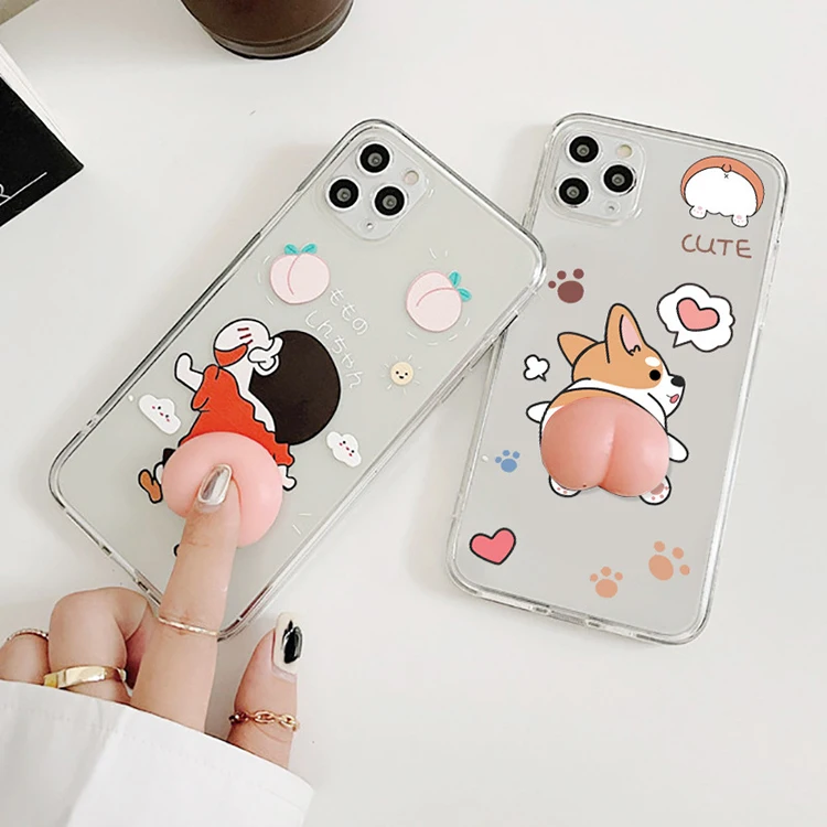 Slimoro Latest Cartoon Corgi Funny Stress Relie For iPhone 13 Clear Case Soft Silicone Phone Case For iPhone 12 13 Series