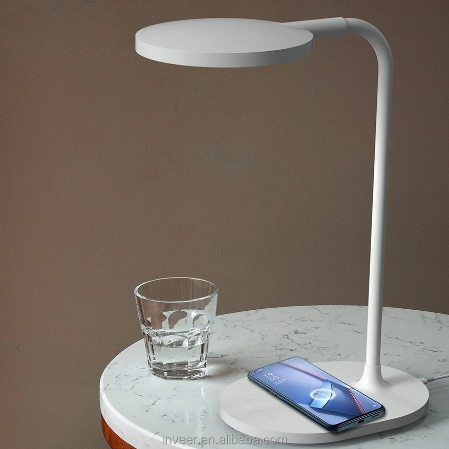 inveer support 15W fast wireless charging and inbuilt  rechargeable battery table lamp for office or reading D05PRO