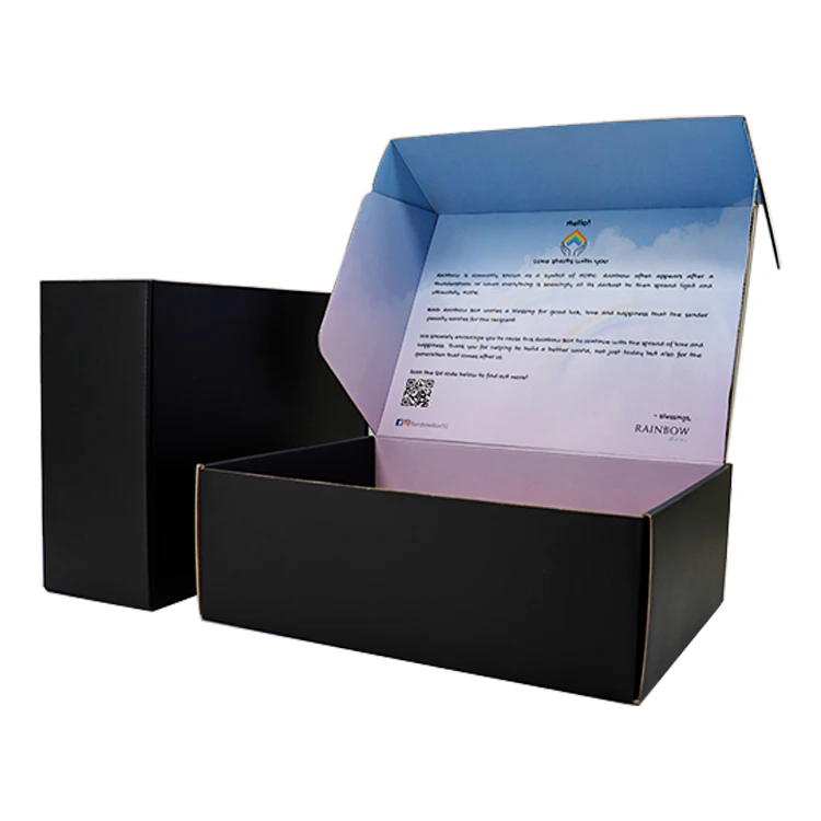 W156 Custom Logo Two sides Printing Cardboard Print Rainbow Color Fold Gift Mailing Shipping Packaging Mailer Corrugated Box