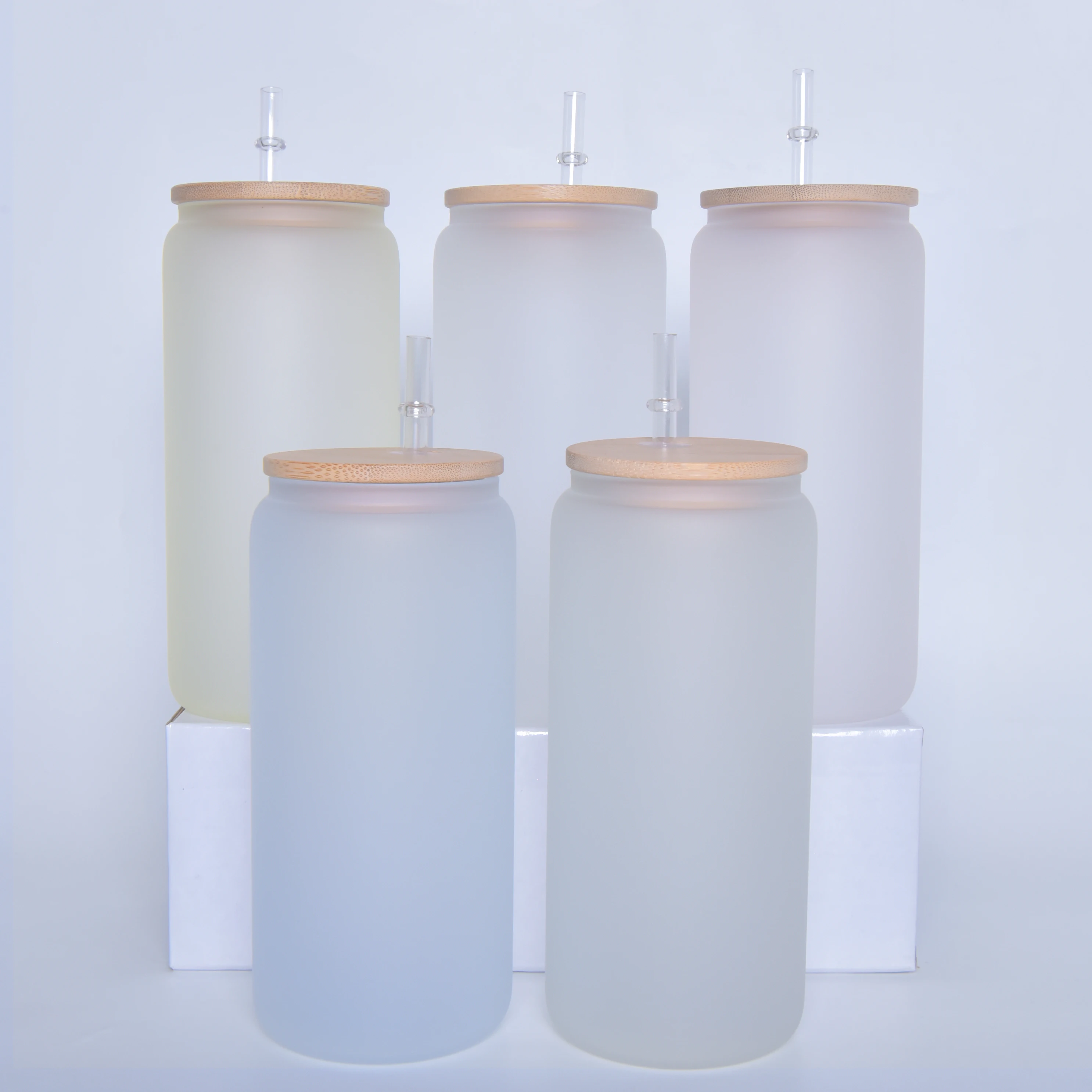 20Oz 25 Oz Reusable Double Wall Frosted Portable Sublimation Glass Snow Globe Glitter Tumbler With Matching Lid And Straw