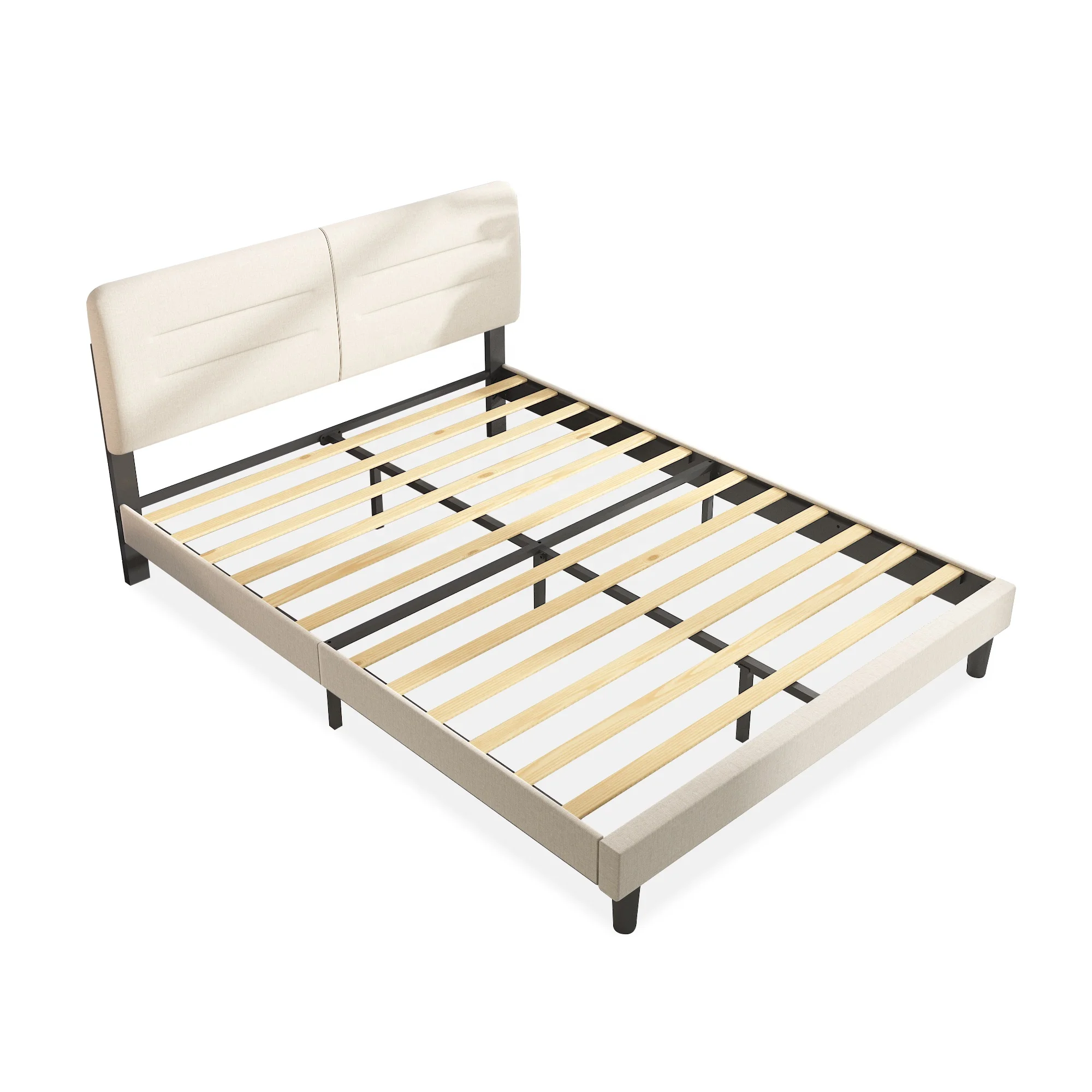 Factory Wholesales Wood Bed Frame Bedroom Furniture Simple Metal Upholstered Bed Frame
