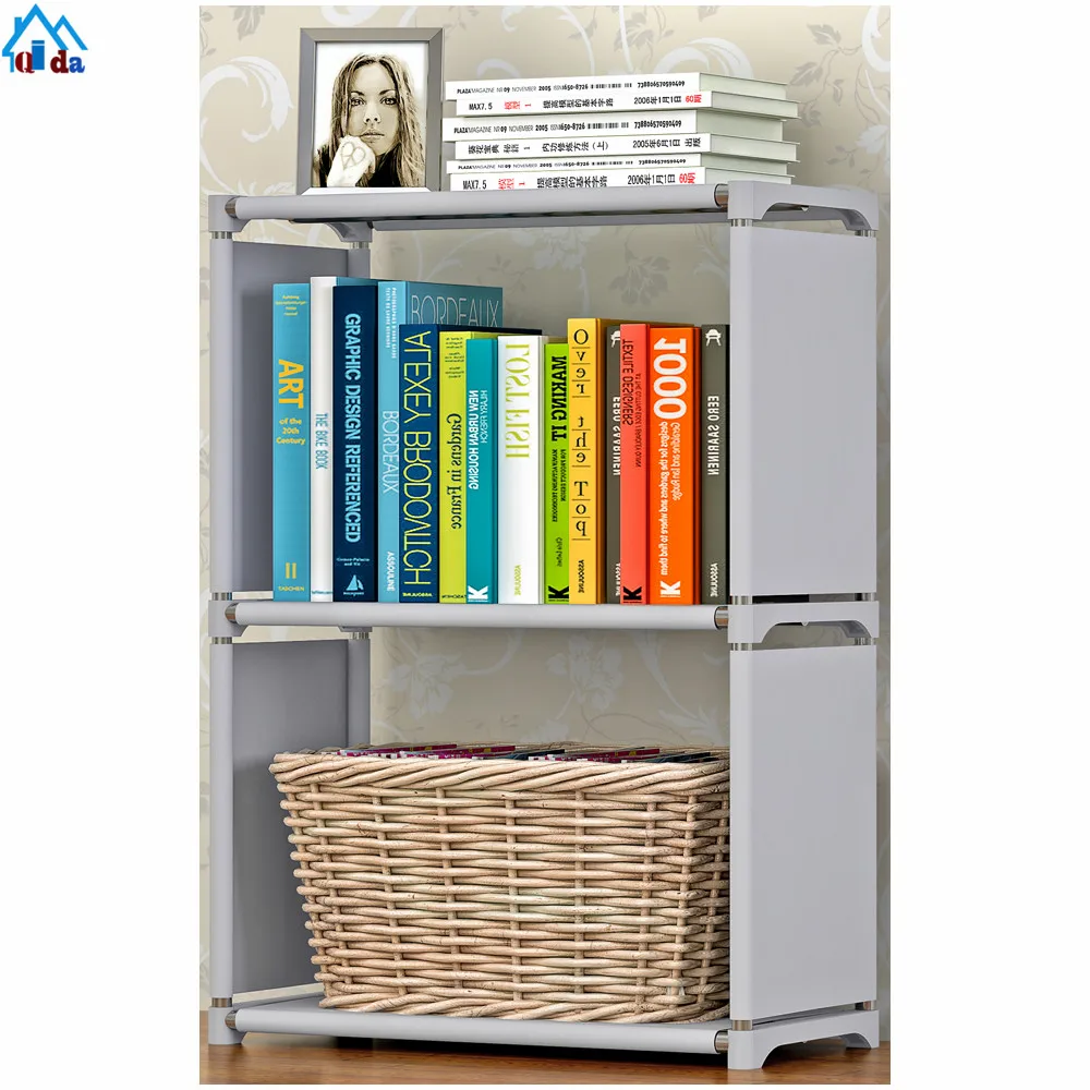 Diy PP Plastic Magic Bookcase 8 Cubes Corner Bookshelves Small White Cube Shelves Bookshelf