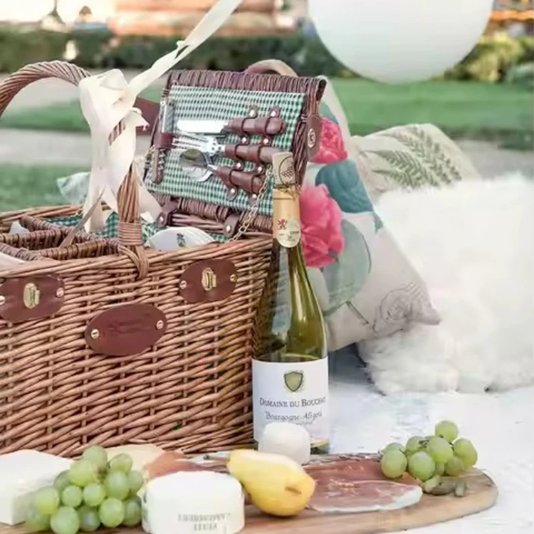 Cutlery Storage Basket Wicker Picnic Basket Non-Toxic Handmade Natural Rattan Picnic Basket For Kids