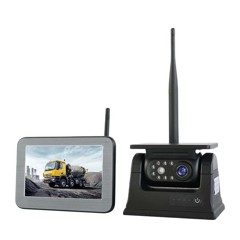 NEW 2.4G WiFi HD 5 inch monitor with Solar Panel 100M Wireless Bus Van Truck RV Car DVR Front Rear View Camera