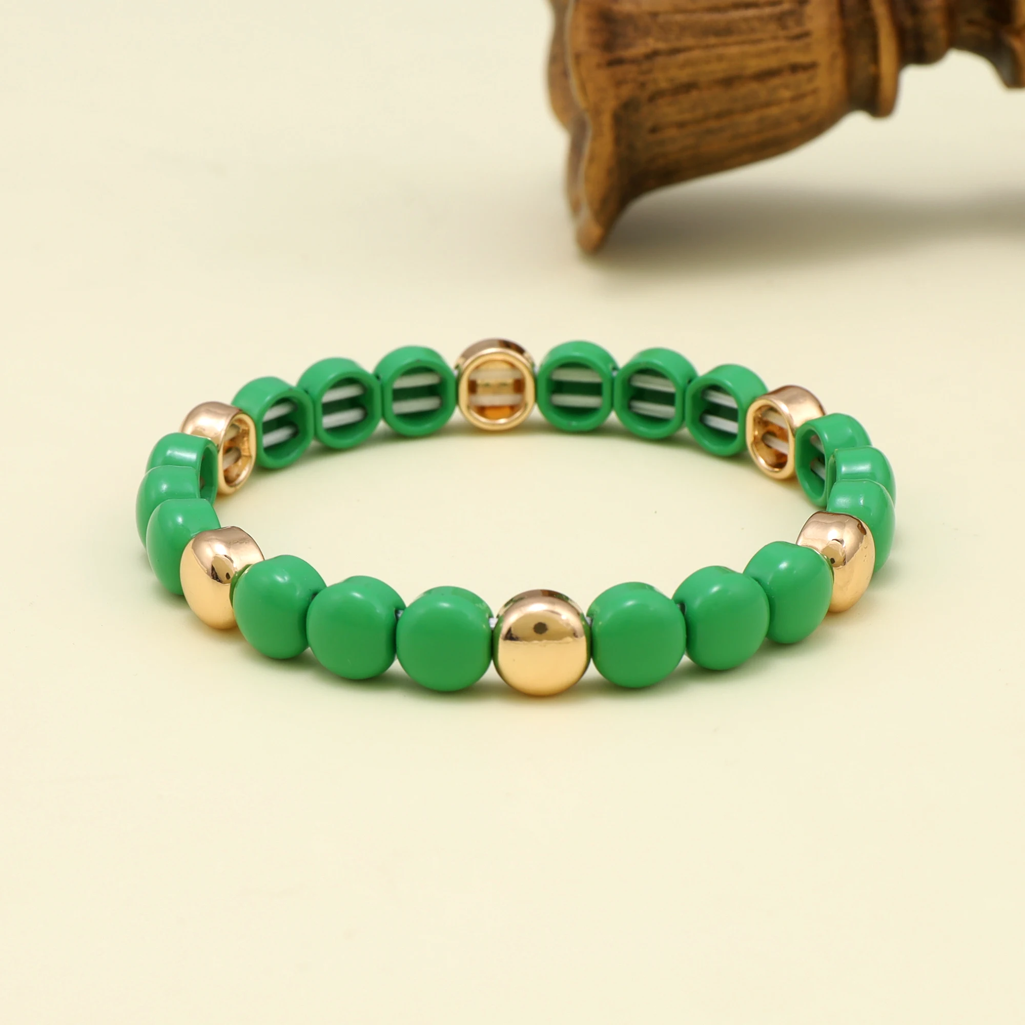 Colorful Candy Round Shaped Elastic Tile Bracelet Jewelry for Women Birthday Gifts for My Girlfriend