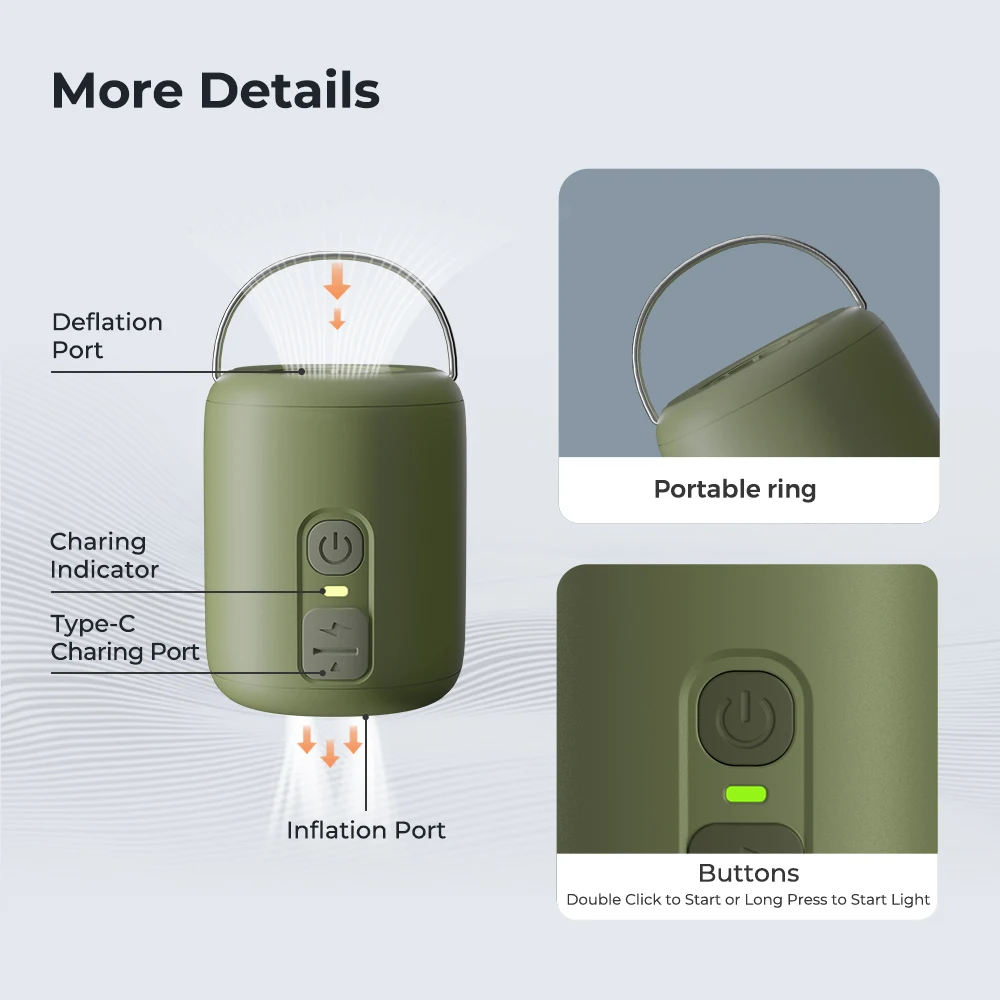 NANO PUMP 2C is a portable mini pump designed for outdoor use capable of both inflating and deflating