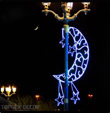 Waterproof Outdoor Street 2D National Day Ramadan Decoration Hanging Moon Rope Ramadan 2D Led Motif Lights