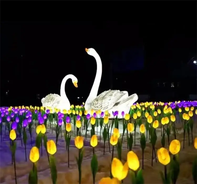 park beautiful swan statue animal light LED holiday home commercial Christmas big swan luminous sculpture garden decor lights